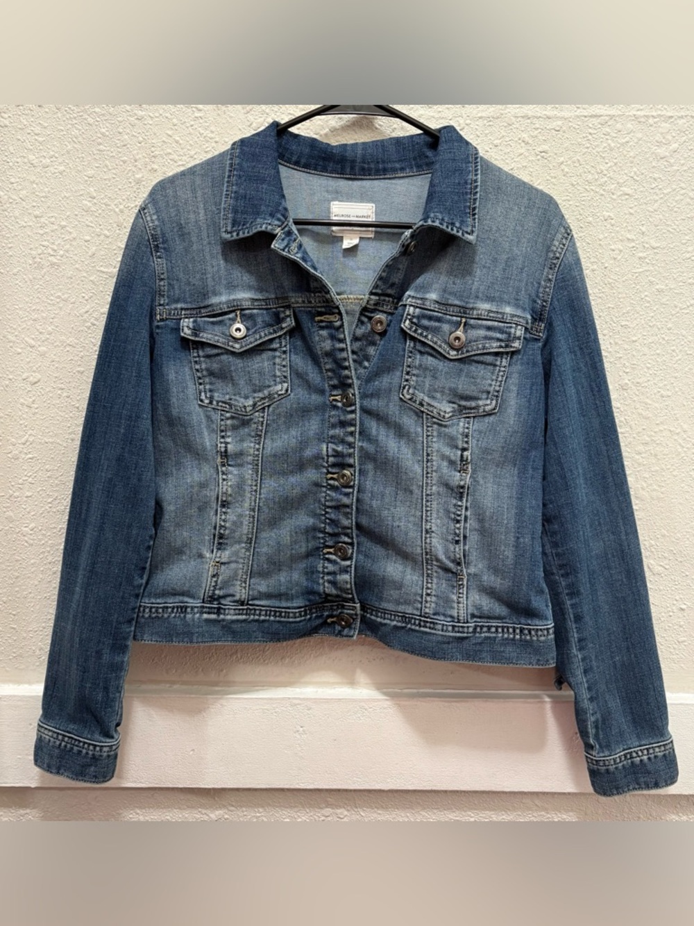Melrose and Market Ruffle Back Denim Jean Jacket Size M